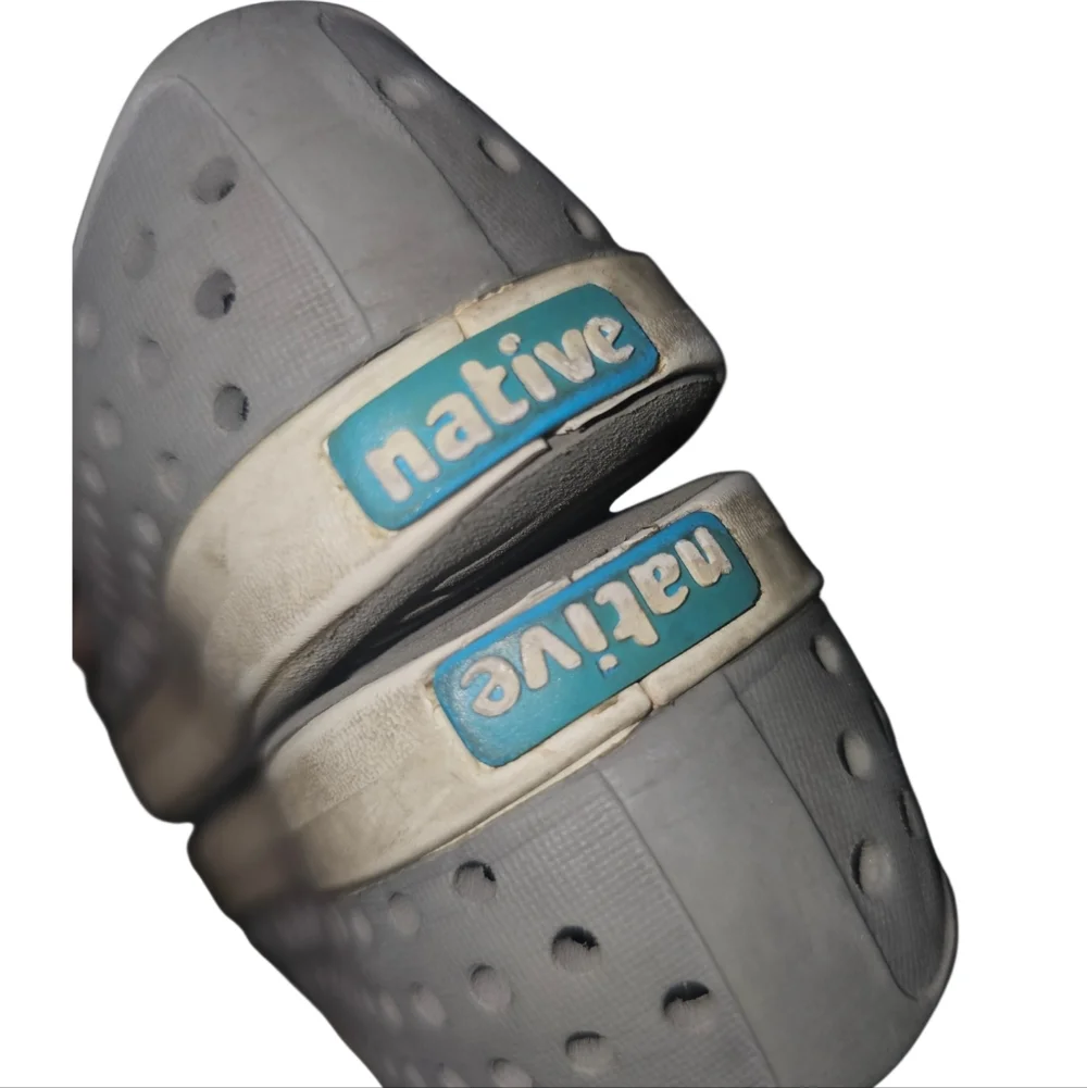 Native Kids Water Shoe Slip-On in Gray with White Toecaps